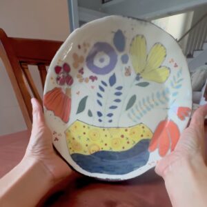 Blue and Yellow Flower vase dinner plate
